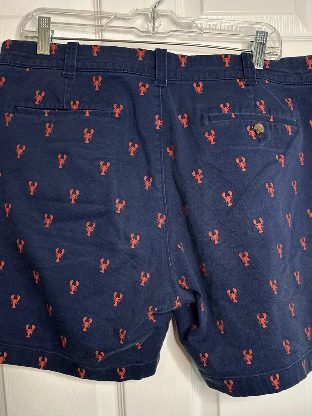 J. Crew Navy Blue Shorts with Red Lobster Embroidery